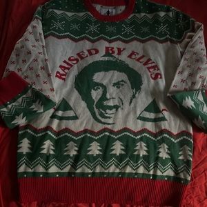 Elf Raised by elves ugly Christmas sweater